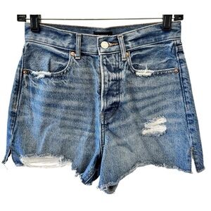 Express Light Blue Ripped Jean Shorts